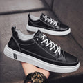Men's Casual Low Top Breathable White Leather Sneakers