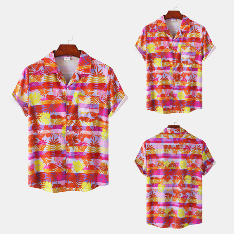 Hawaiian Shrimp Cuban Collar Beach Short Sleeve Shirt