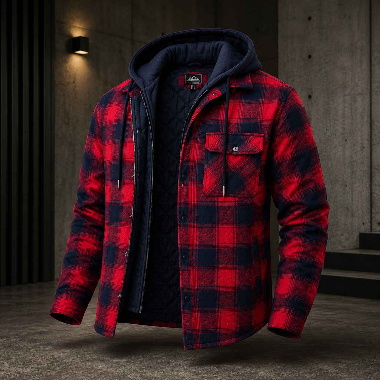 Hooded Flannel Shirt Jacket