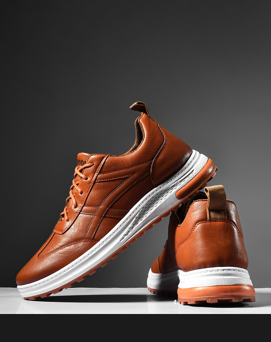 Casual Black Low-Top Men's Leather Sneakers