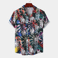 Men's Cuban Collar Ice Silk Floral Short Sleeve Shirt