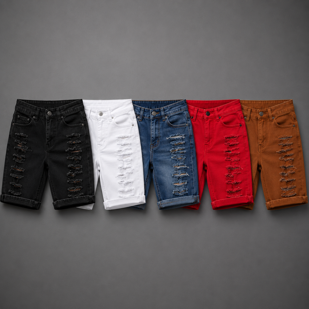 Washed Denim Shorts