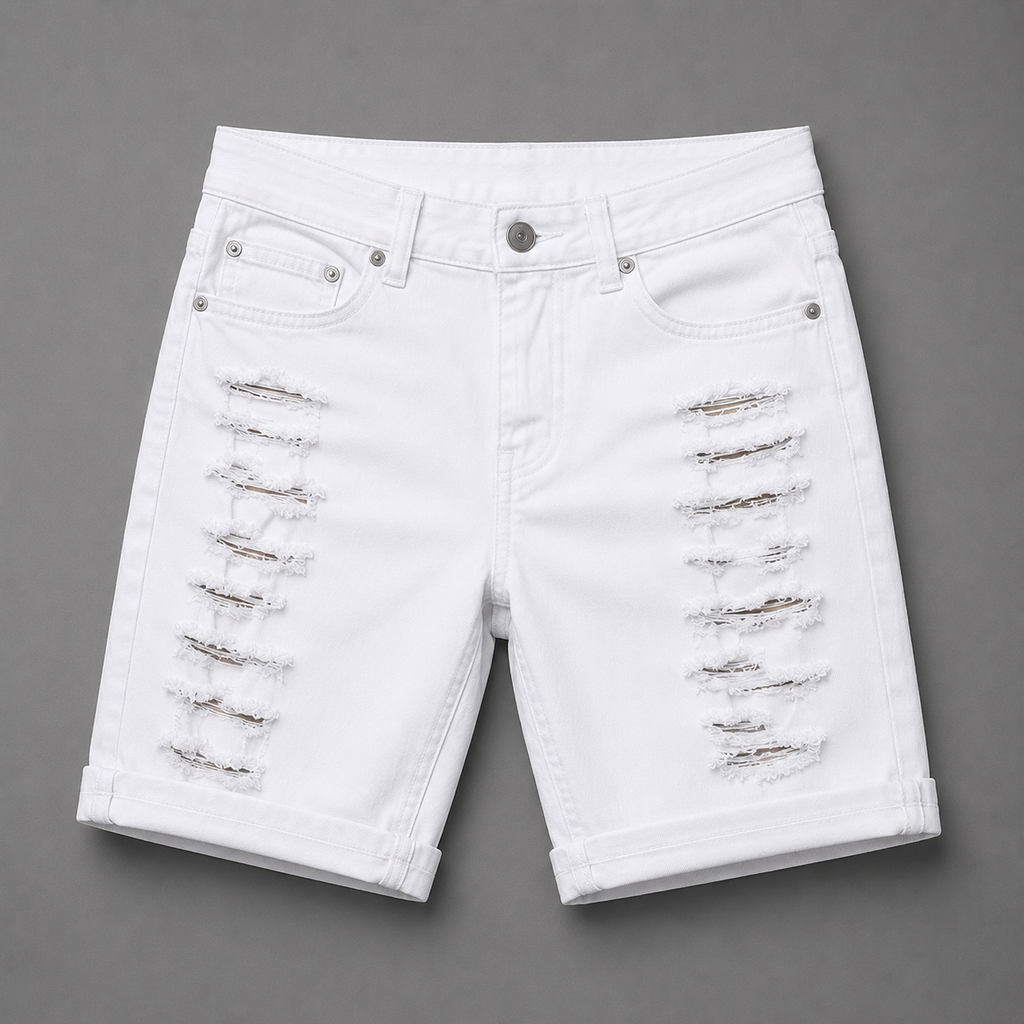 Washed Denim Shorts