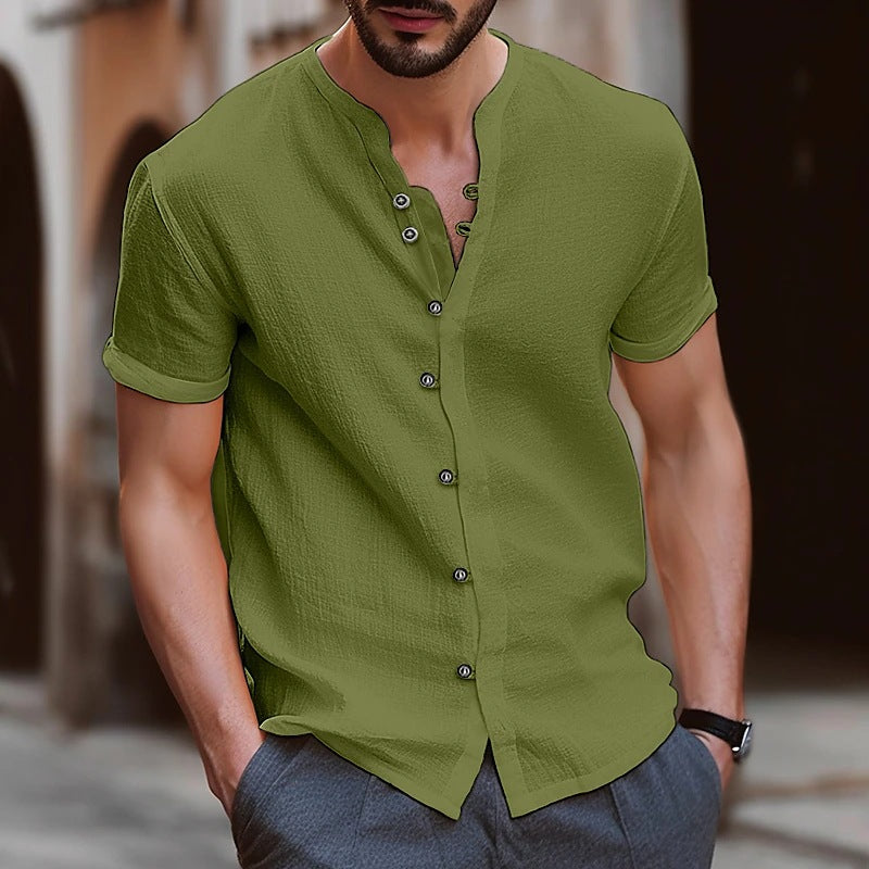 Hawaiian Vintage Button Cotton-Linen Casual Shirt for Men
