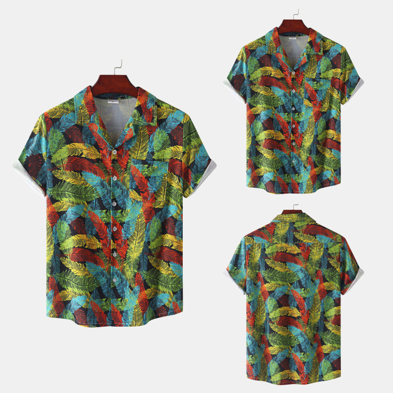 Hawaiian Shrimp Cuban Collar Beach Short Sleeve Shirt
