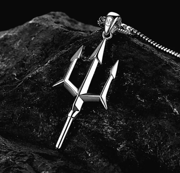 Stainless Steel Small Trident Necklace