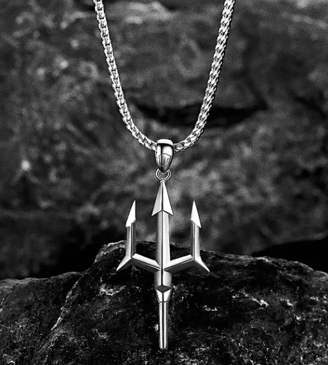 Stainless Steel Small Trident Necklace