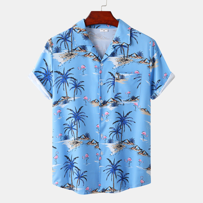 Hawaiian Shrimp Cuban Collar Beach Short Sleeve Shirt